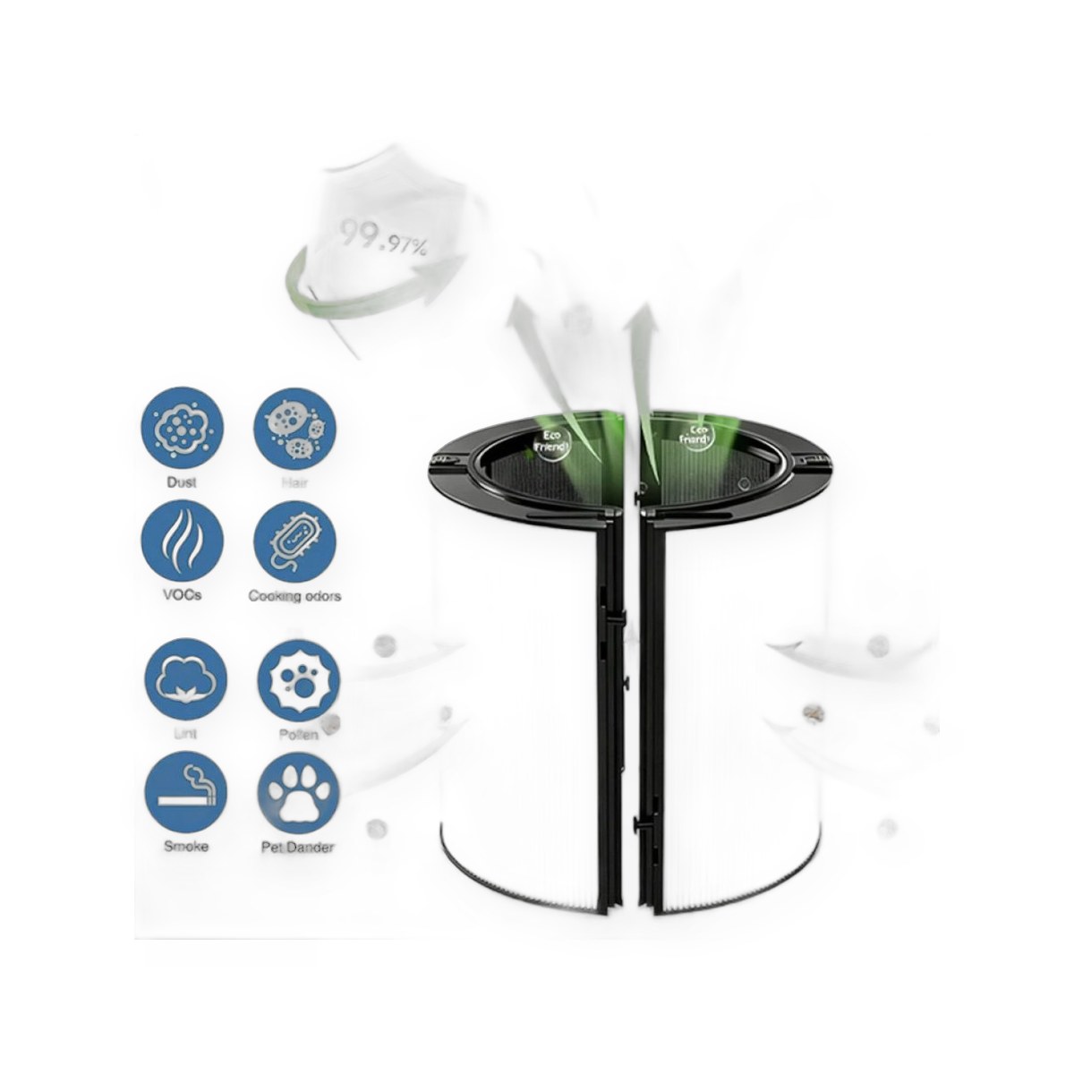 Replacement HEPA and carbon filter for air purifiers