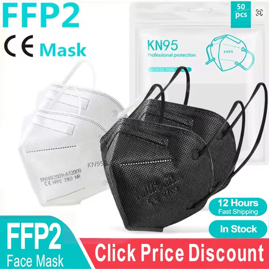 FFP2 face masks, KN95 style, 5-layer, adult