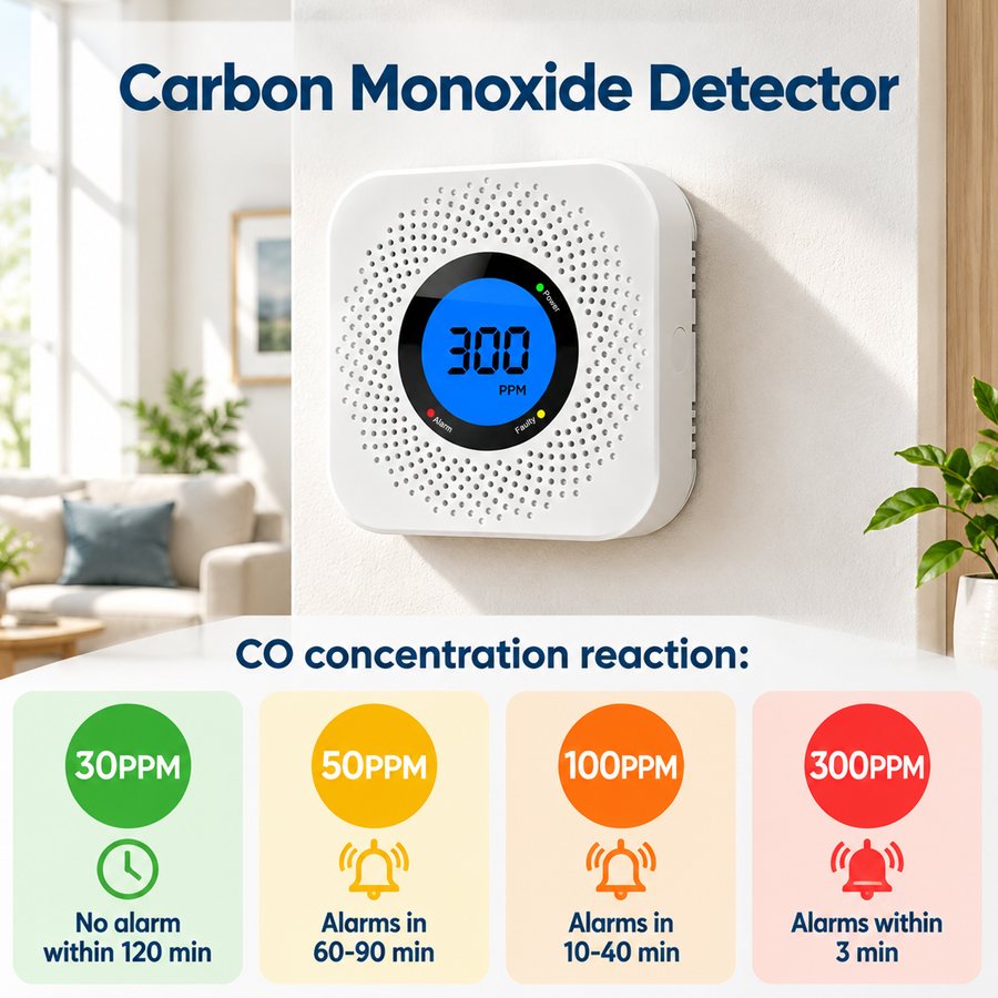 Independent carbon monoxide detector, 4.5V battery powered
