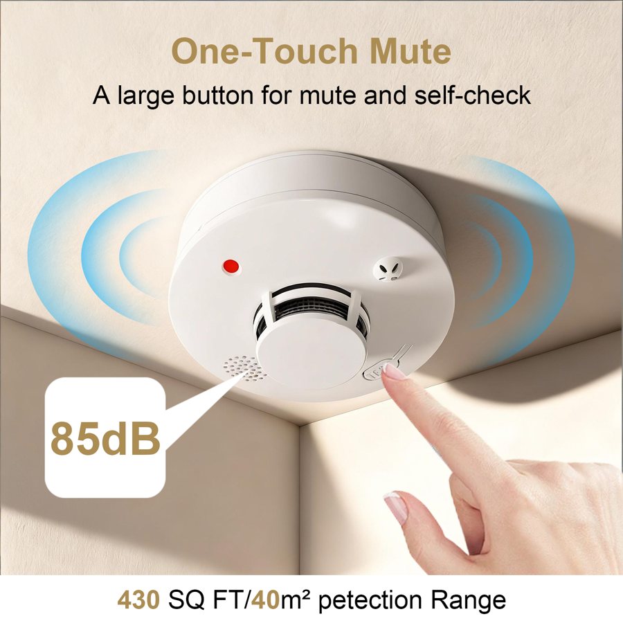 Photoelectric smoke detector with 85dB siren