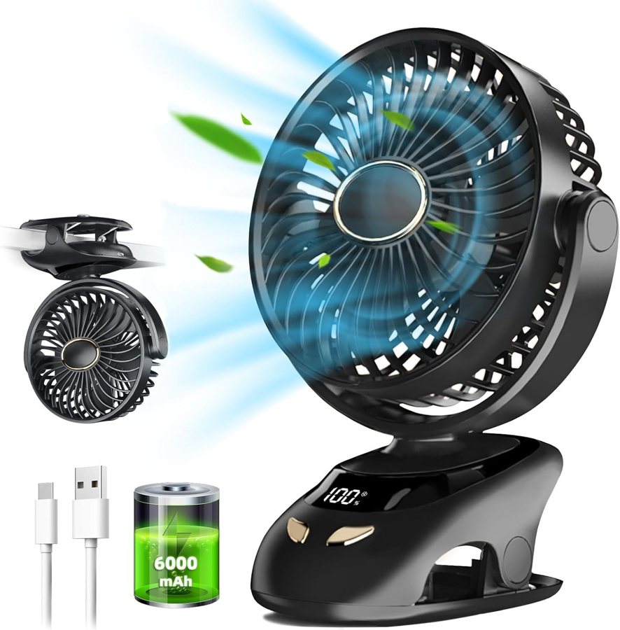 Small portable USB clip-on fan for desks and strollers