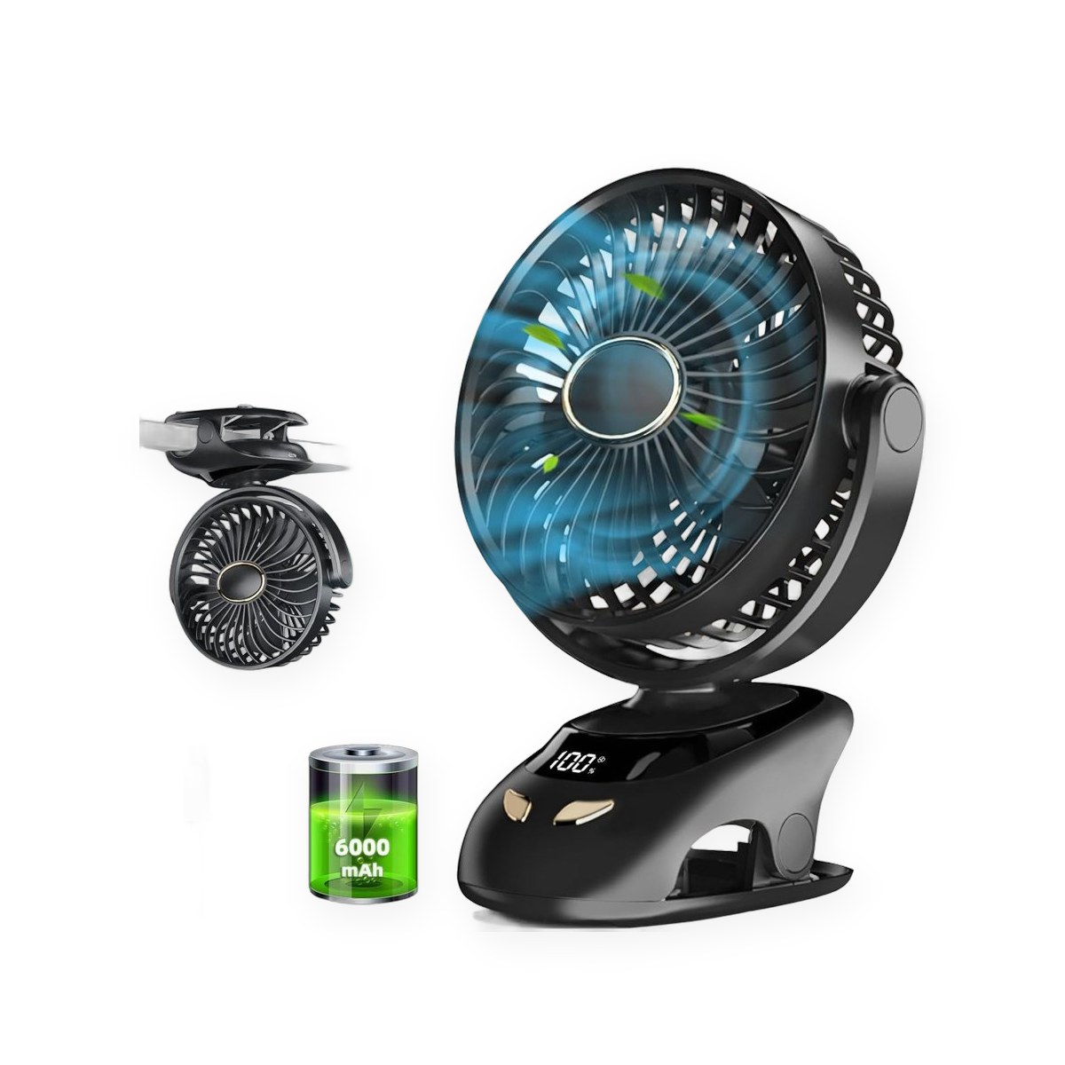 Small portable USB clip-on fan for desks and strollers