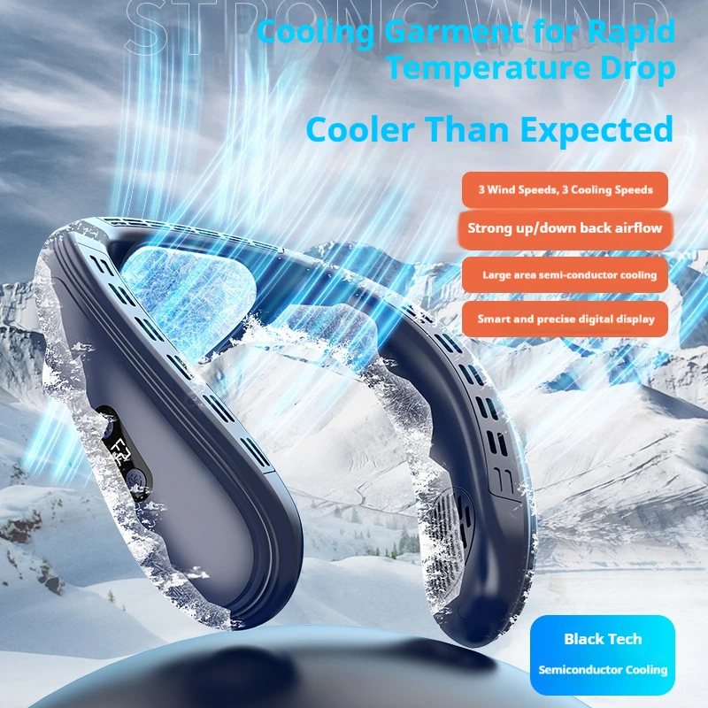 Rechargeable neck fan with semiconductor cooling