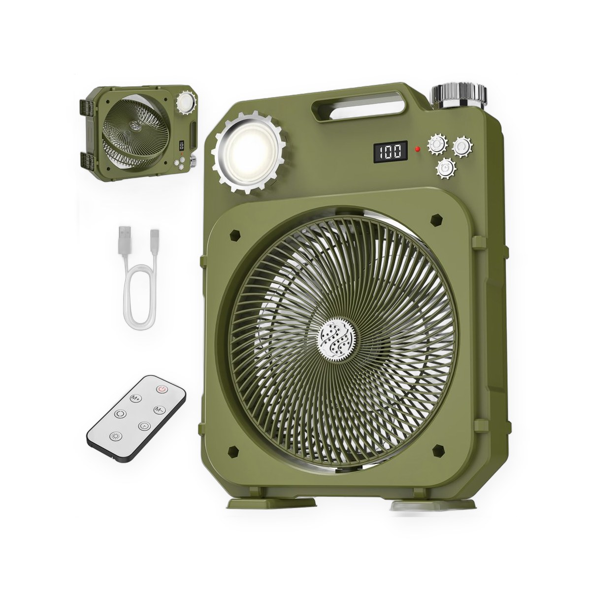 Portable oscillating desk fan, USB rechargeable