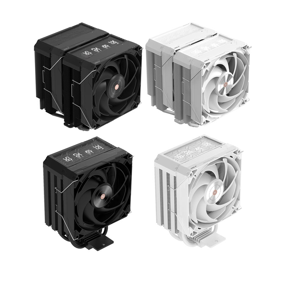 Low noise, high wind pressure radiator fan with temperature display