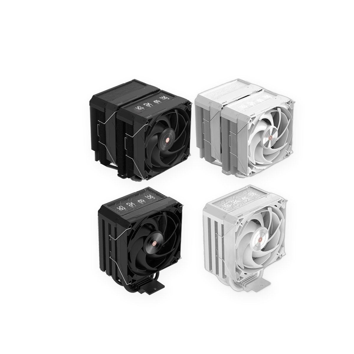 Low noise, high wind pressure radiator fan with temperature display