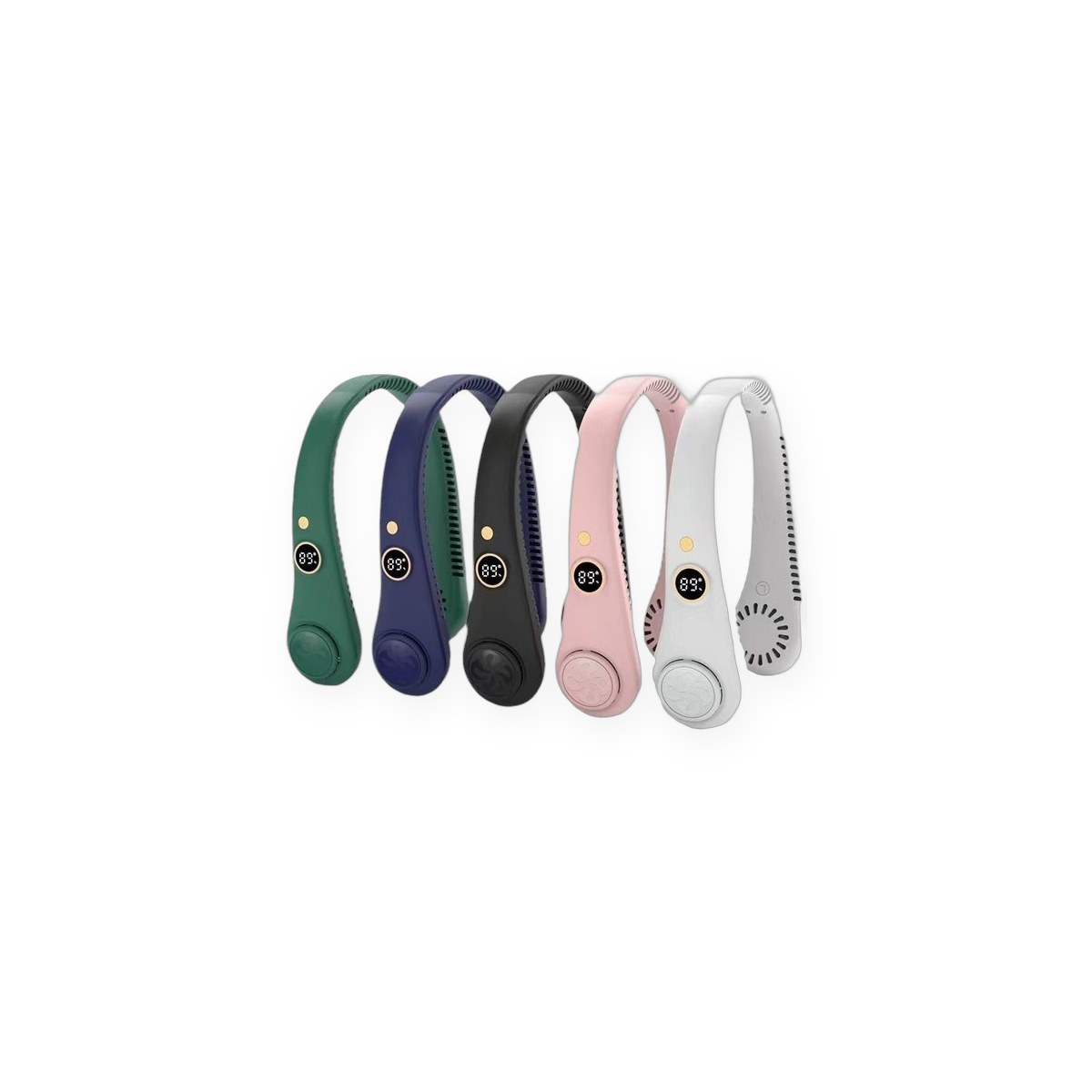 Rechargeable hanging neck fan with digital display