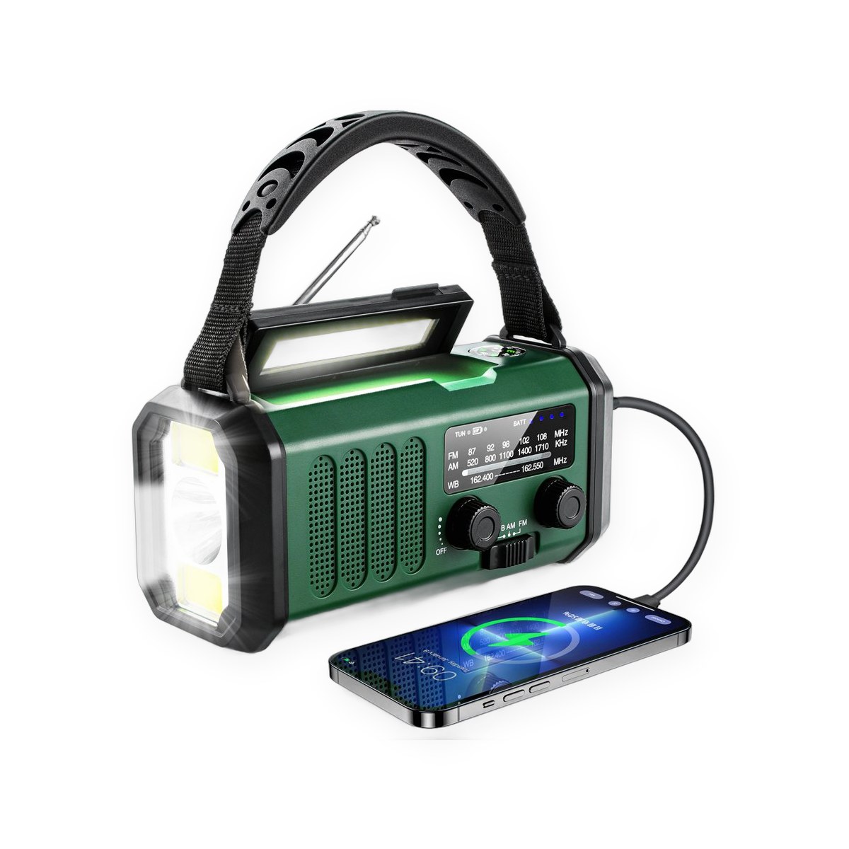 10000mAh Solar Hand Crank Emergency Weather Radio