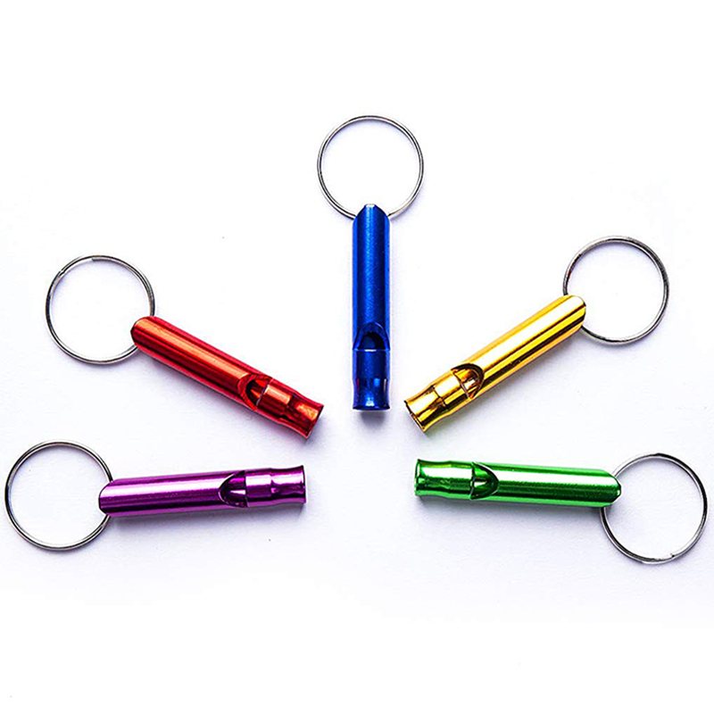 Colour Aluminium Survival Whistle with Keychain