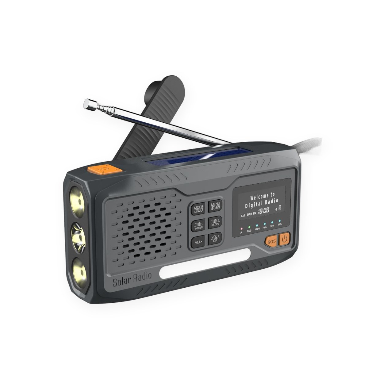 4500mAh Solar Hand Crank Radio with DAB and FM
