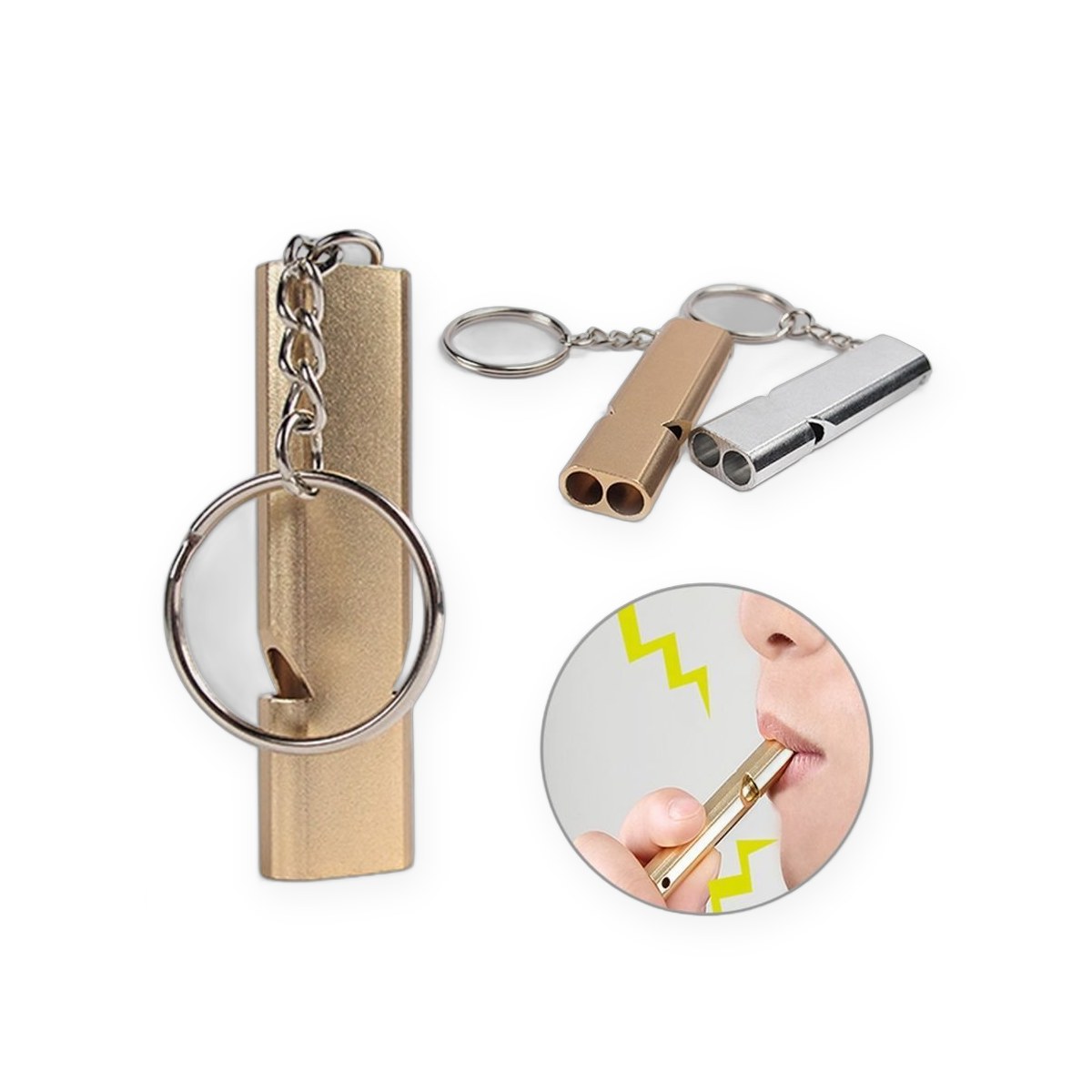 Aluminium Emergency Whistle with Keychain
