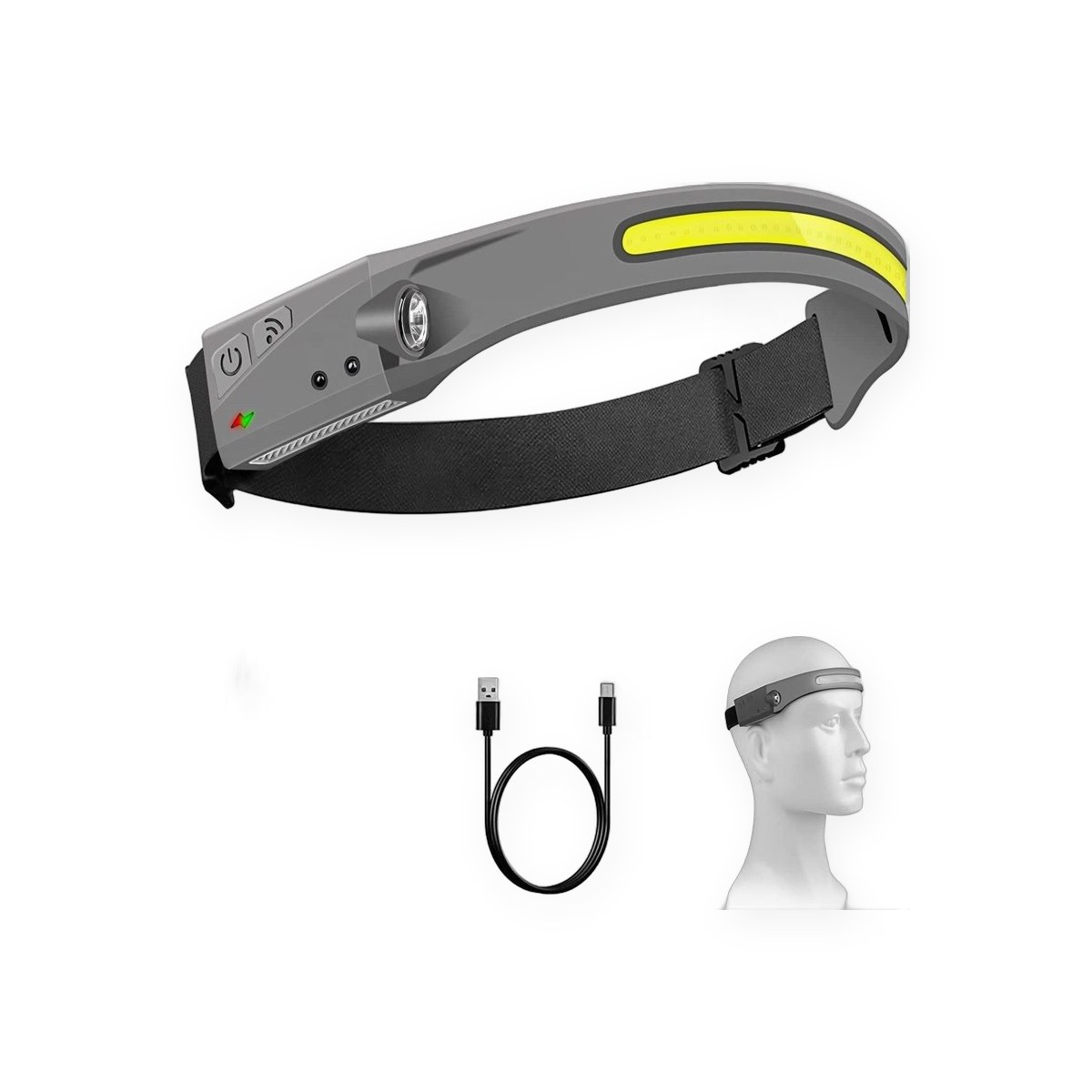 Wide Beam Silicone COB Headlamp with Motion Sensor