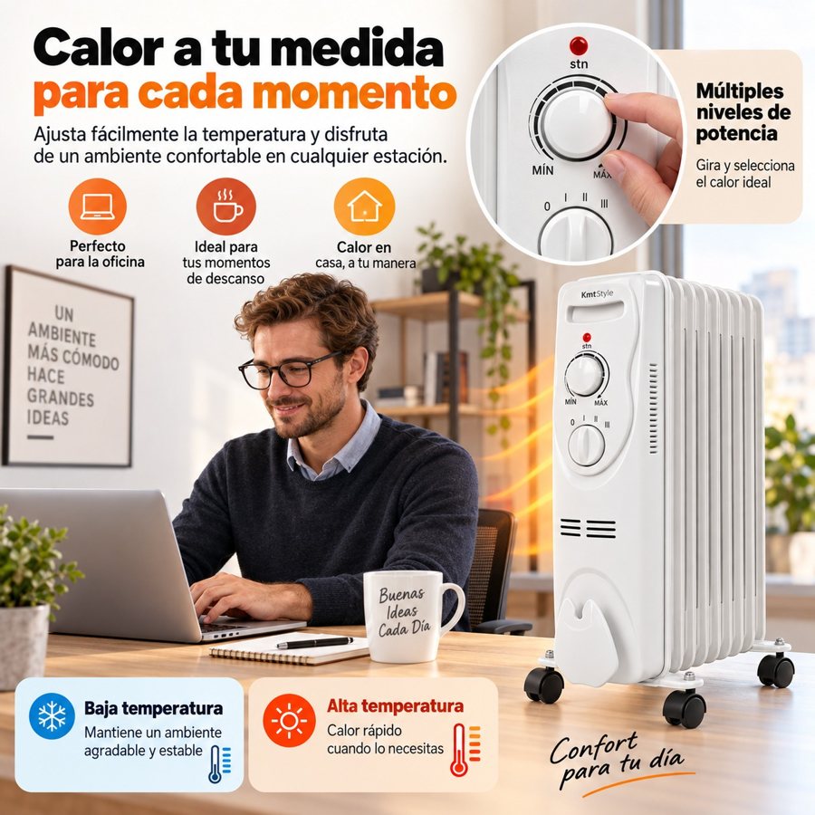 Portable electric oil radiator, 2000W, 9 elements