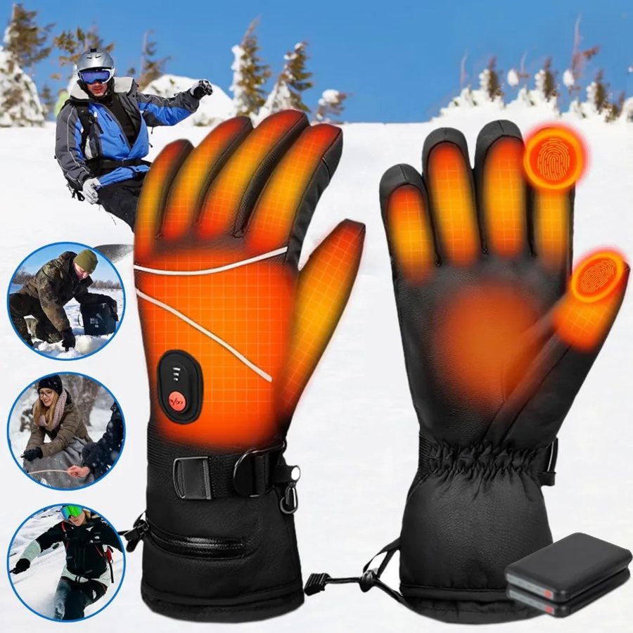 Waterproof, windproof heated gloves with reflective strips
