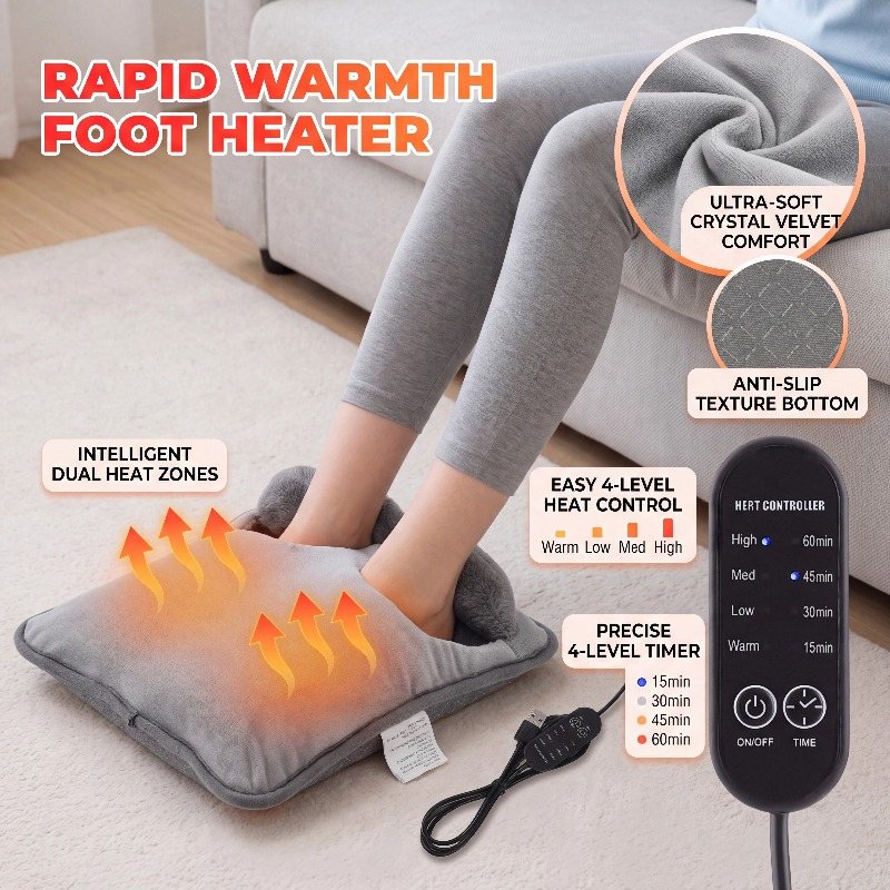 USB electric foot heating pad, soft plush, washable