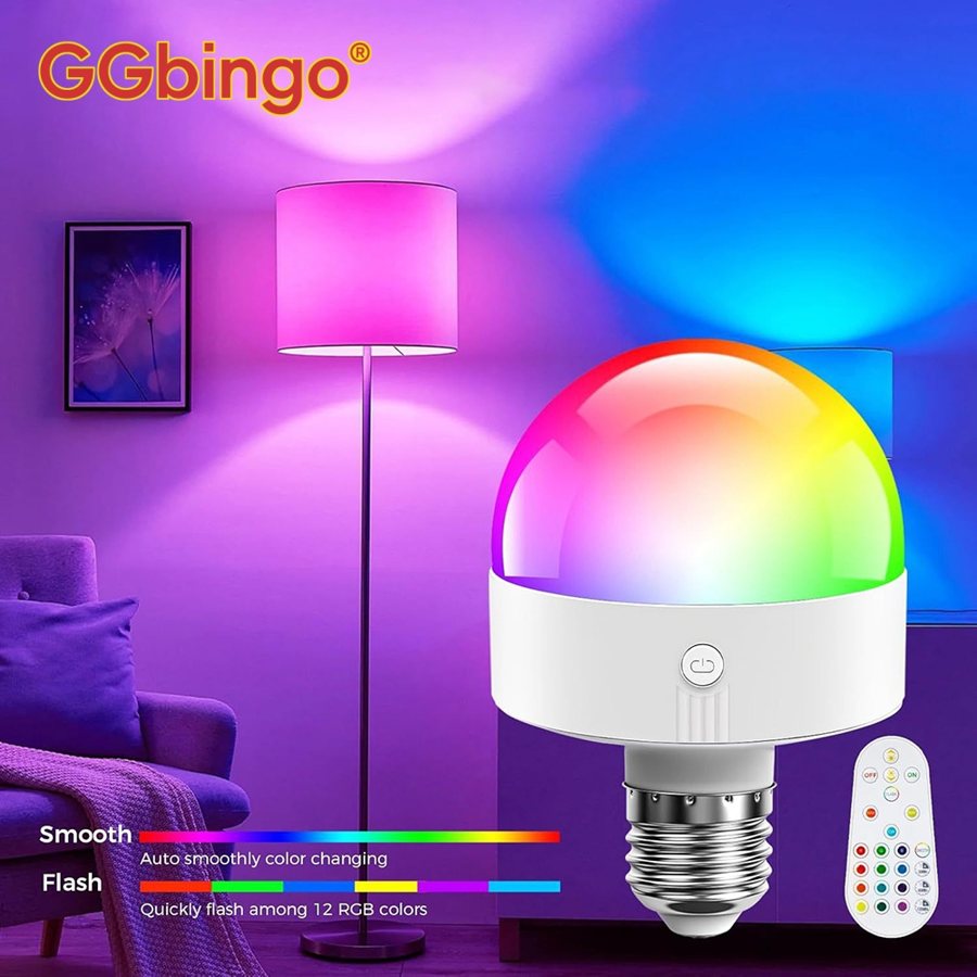 Rechargeable E27 light bulb, 3 colour temperatures, remote
