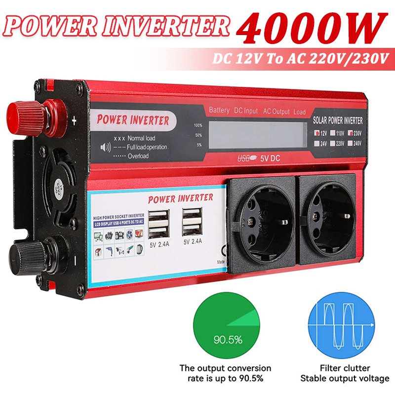 4000W power inverter, 12V DC to 220-230V AC
