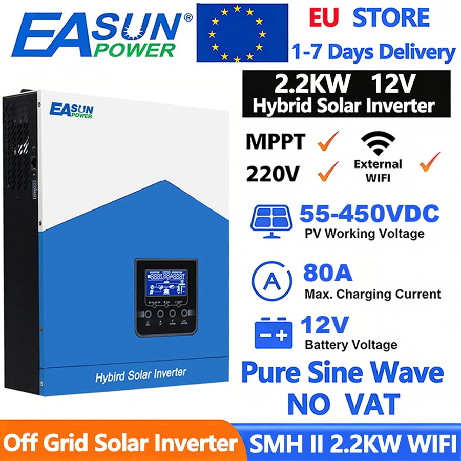 2.2kW hybrid solar inverter with 80A charge controller