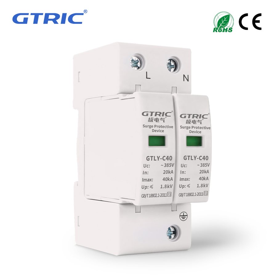 2P AC surge protector, 220V, 40kA and 60kA, 385V
