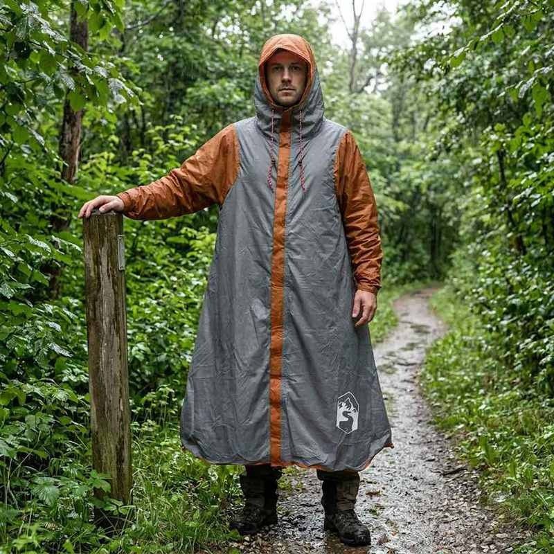 2-in-1 lightweight foldable rain poncho, 185T polyester