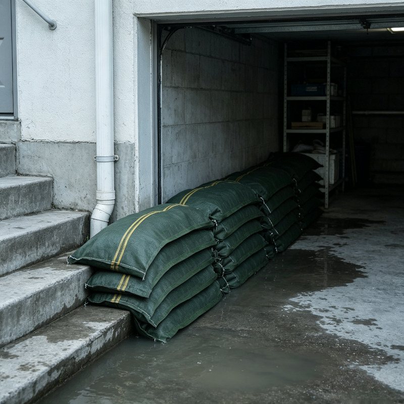 Dark green sandbags for flood protection, 25 pack, 100 x 25 cm