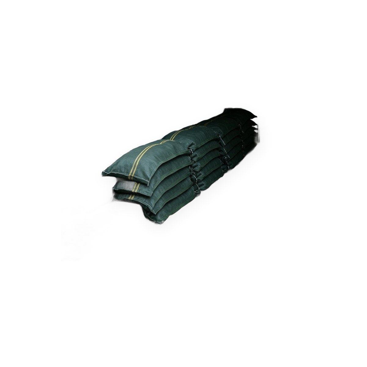 Dark green sandbags for flood protection, 25 pack, 100 x 25 cm