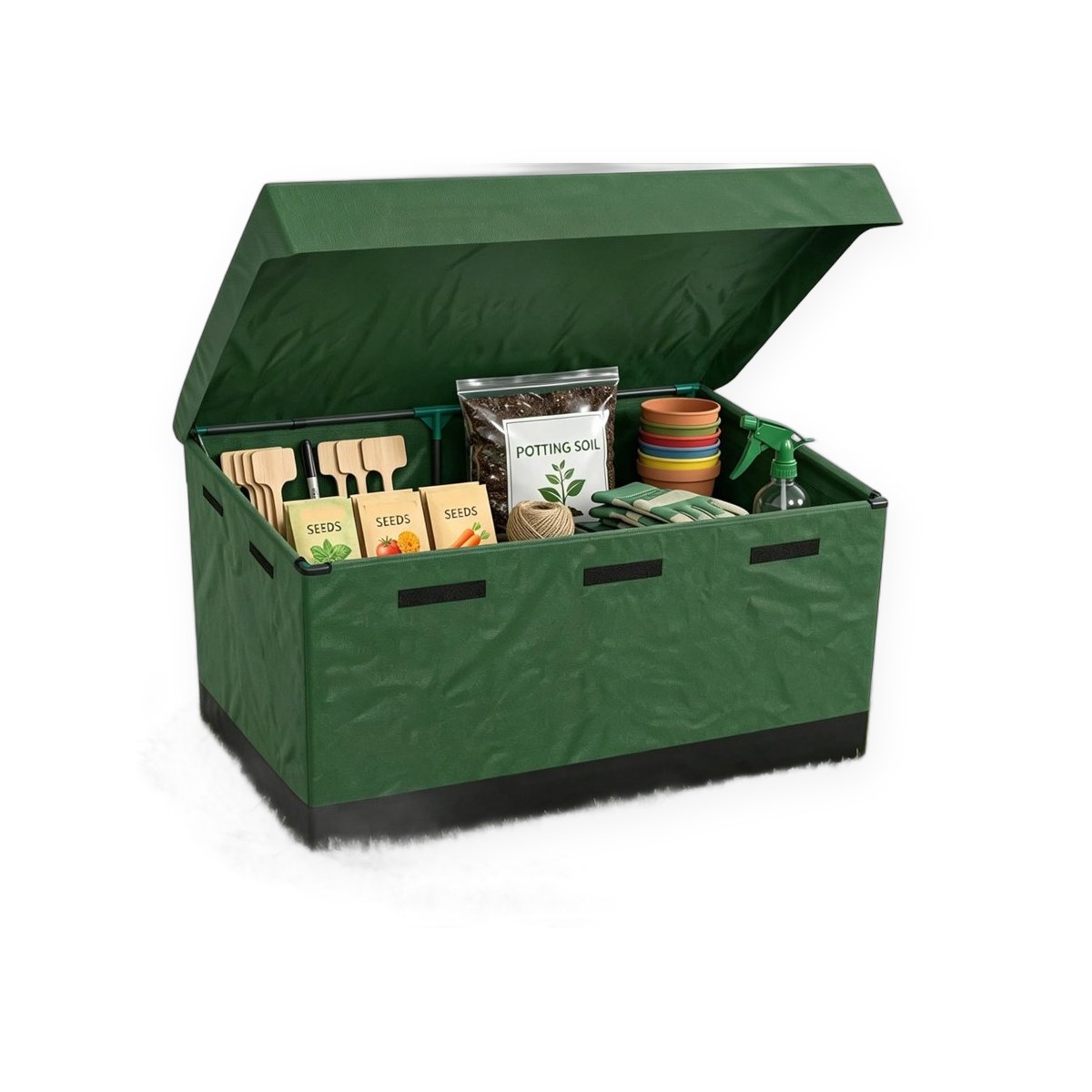 Waterproof garden storage chest, 530L, with metal frame