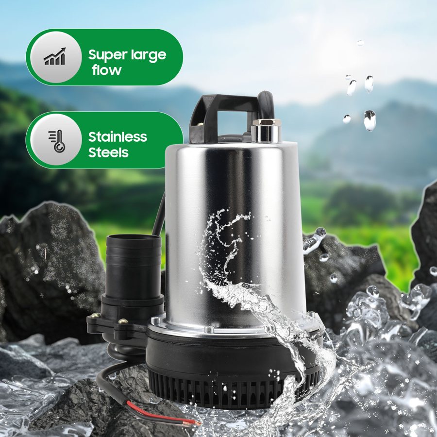 Portable DC submersible sump pump, 25/40/50 mm outlet