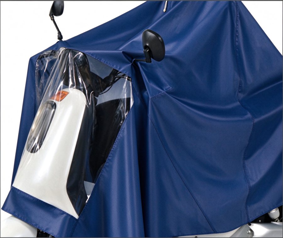 Hooded motorcycle rain poncho, waterproof PVC, for electric bikes