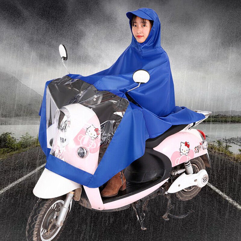 Universal hooded PVC rain poncho for motorcycles and e-bikes