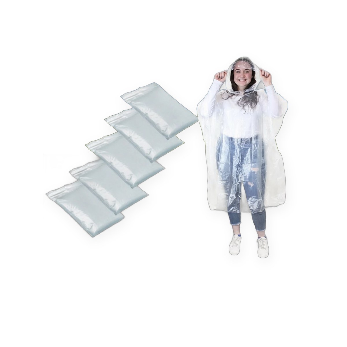 Disposable waterproof rain poncho, 12 pack