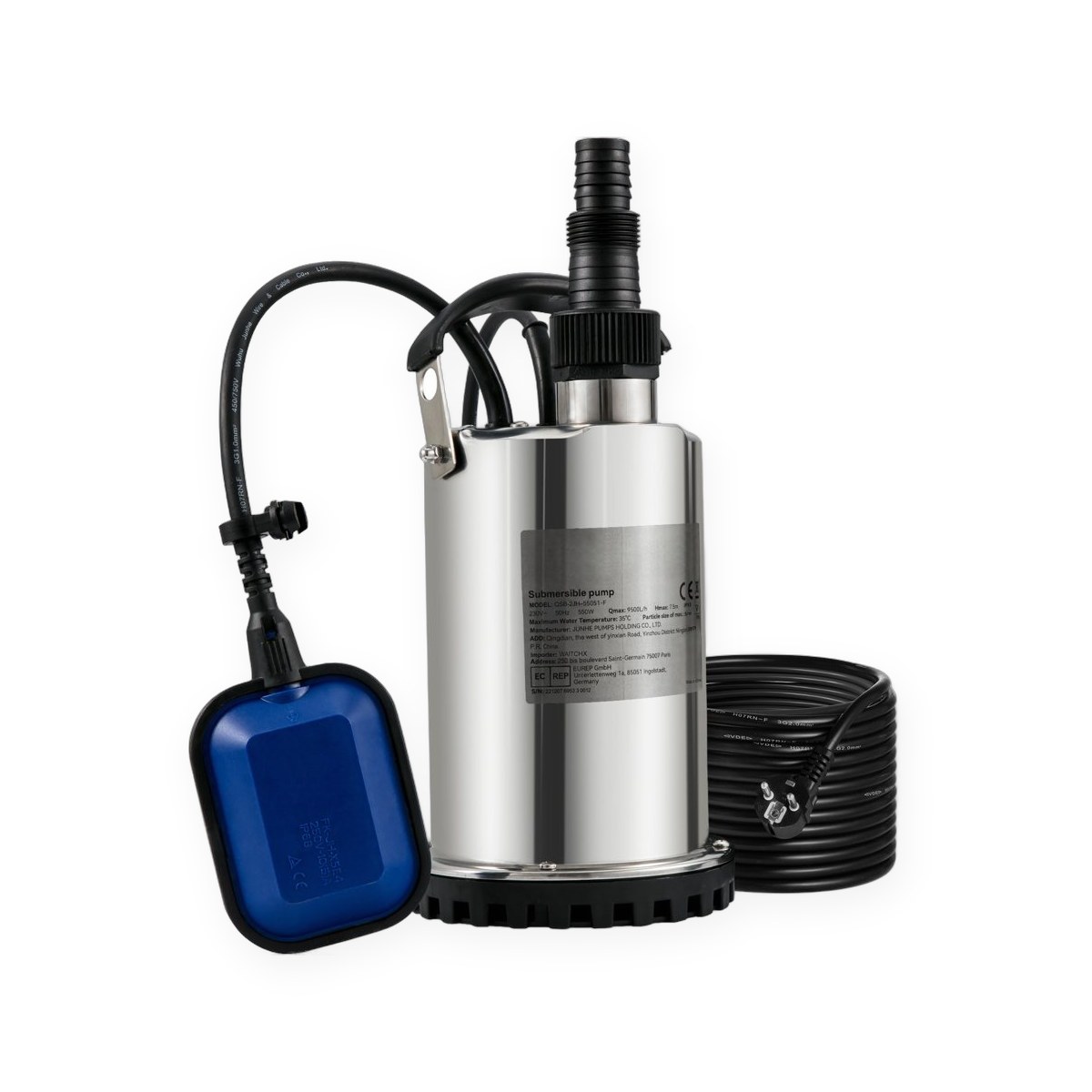Submersible sewage sump pump, 550W to 2200W