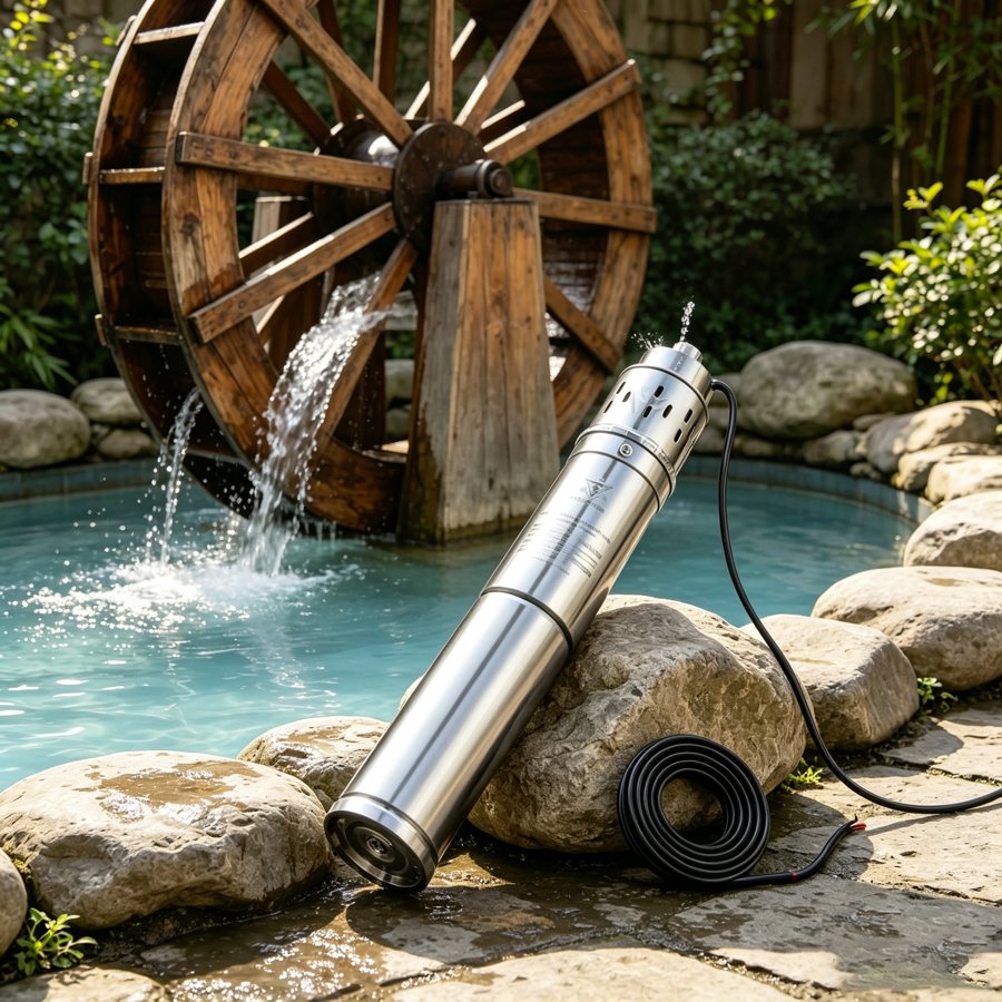 Solar DC submersible water pump for deep wells